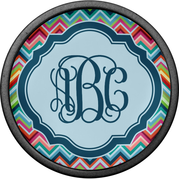 Retro Chevron Monogram Cabinet Knob - Black - Front