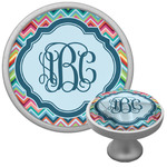 Retro Chevron Monogram Cabinet Knob (Silver) (Personalized)