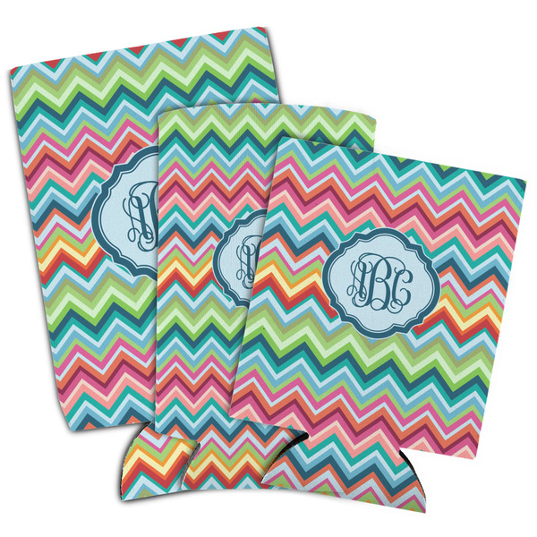 Retro Chevron Monogram Can Coolers - PARENT/MAIN
