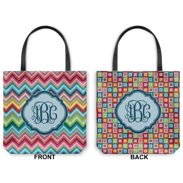 Retro Chevron Monogram Canvas Tote - Front and Back