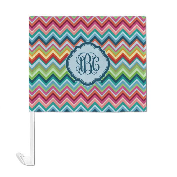 Retro Chevron Monogram Car Flag - Large - FRONT