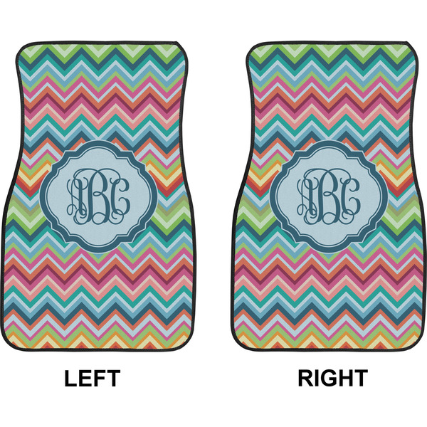 Retro Chevron Monogram Car Mat Front - Approval