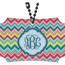 Retro Chevron Monogram Rear View Mirror Ornament (Personalized)