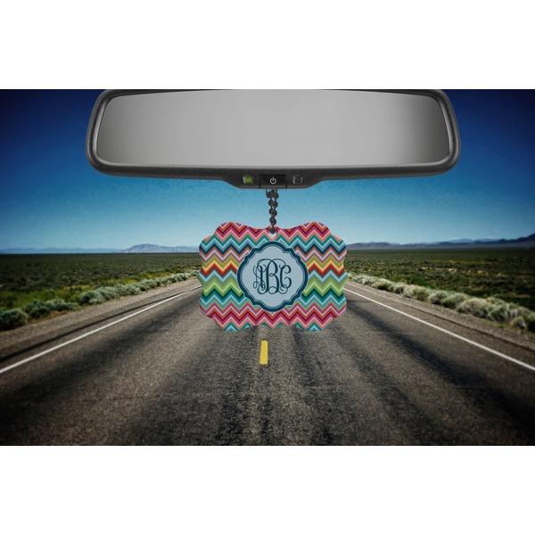 Retro Chevron Monogram Car Ornament (Road)