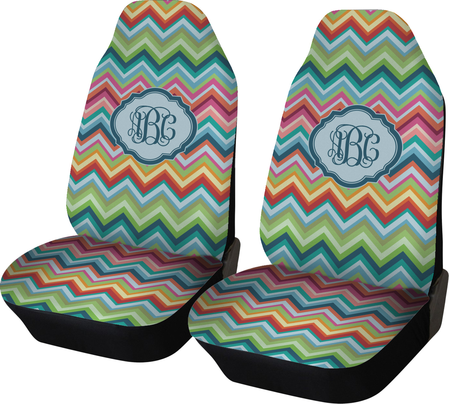 Retro Chevron Monogram Car Seat Covers (Set of Two) (Personalized