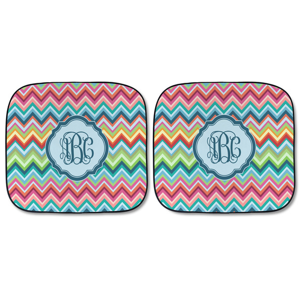 Retro Chevron Monogram Car Sun Shades - FRONT
