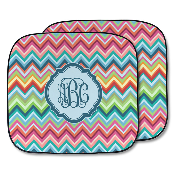 Custom Retro Chevron Monogram Car Sun Shade - Two Piece