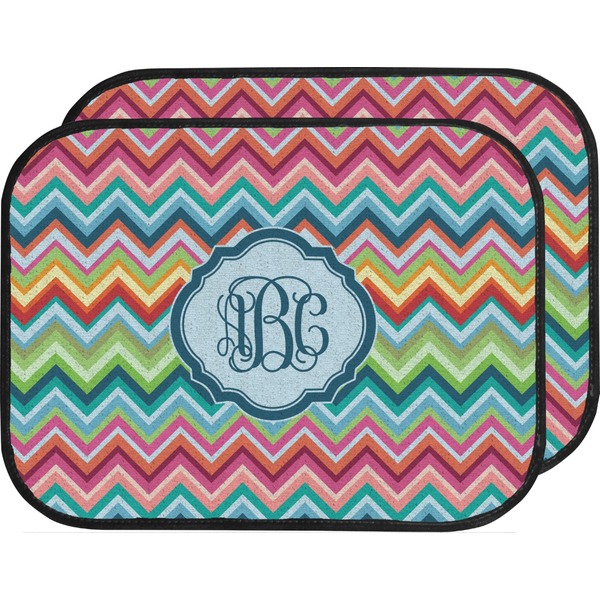 Retro Chevron Monogram Custom Car Floor Mats (Back Seat)