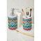 Retro Chevron Monogram Ceramic Bathroom Accessories - LIFESTYLE (toothbrush holder & soap dispenser)