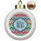 Retro Chevron Monogram Ceramic Ball Ornaments - Poinsettia Garland