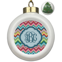 Retro Chevron Monogram Ceramic Ball Ornament - Christmas Tree