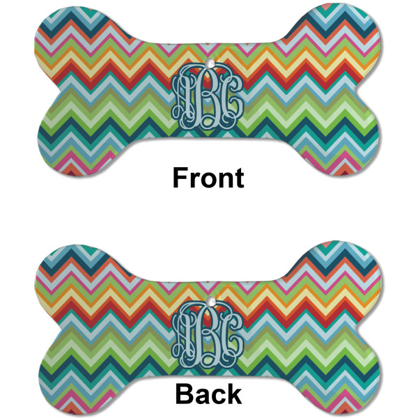 Retro Chevron Monogram Ceramic Flat Ornament - Bone Front & Back (APPROVAL)