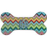 Retro Chevron Monogram Ceramic Dog Ornament - Front