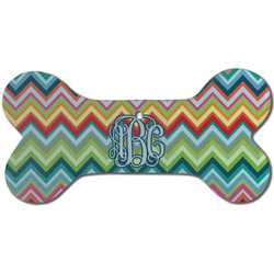 Retro Chevron Monogram Ceramic Dog Ornament - Front