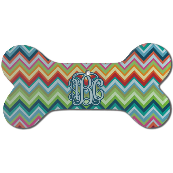 Retro Chevron Monogram Ceramic Flat Ornament - Bone Front