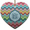 Retro Chevron Monogram Ceramic Flat Ornament - Heart (Front)