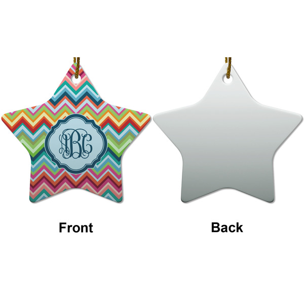Retro Chevron Monogram Ceramic Flat Ornament - Star Front & Back (APPROVAL)