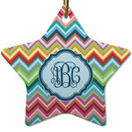 Retro Chevron Monogram Star Ceramic Ornament