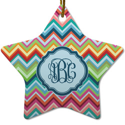 Retro Chevron Monogram Star Ceramic Ornament