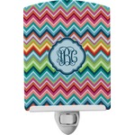 Retro Chevron Monogram Ceramic Night Light (Personalized)