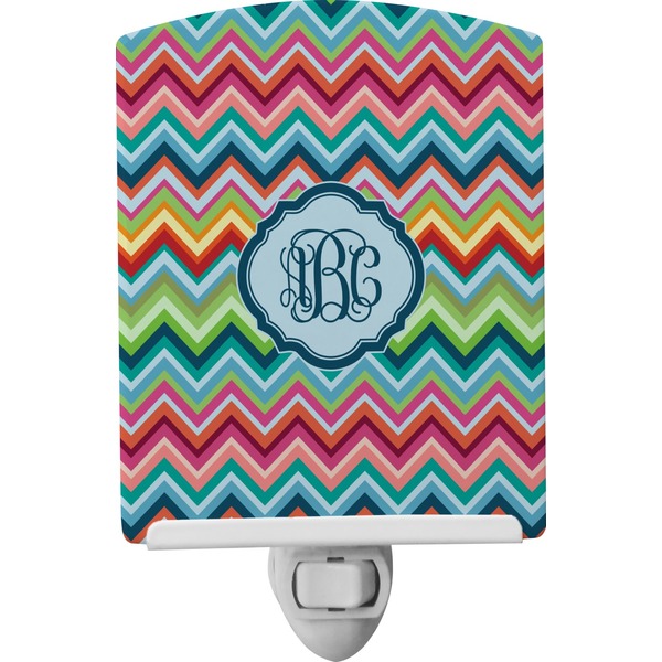 Custom Retro Chevron Monogram Ceramic Night Light (Personalized)