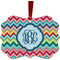 Retro Chevron Monogram Metal Frame Ornament - Double Sided