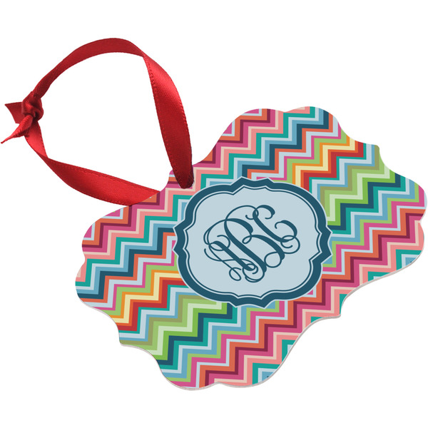 Retro Chevron Monogram Christmas Ornament