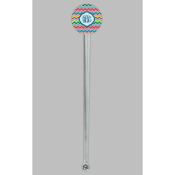 Retro Chevron Monogram Clear Plastic 7" Stir Stick - Round - Single Stick