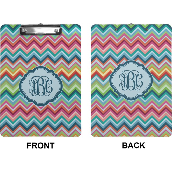 Retro Chevron Monogram Clipboard (Letter) (Front + Back)