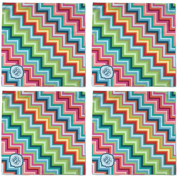 Retro Chevron Monogram Cloth Napkins - Personalized Dinner (APPROVAL) Set of 4