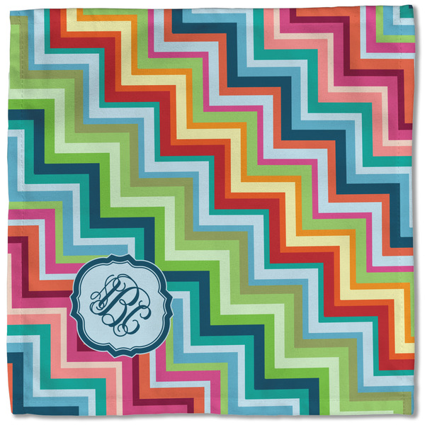 Retro Chevron Monogram Cloth Napkins - Personalized Lunch (Single Full Open)