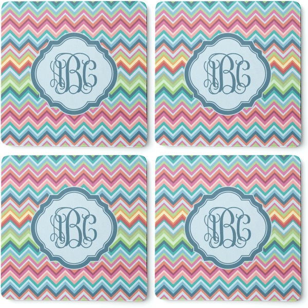 Retro Chevron Monogram Coaster Rubber Back - Apvl