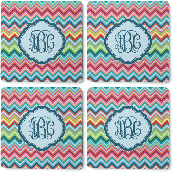 Retro Chevron Monogram Coaster Rubber Back - Apvl