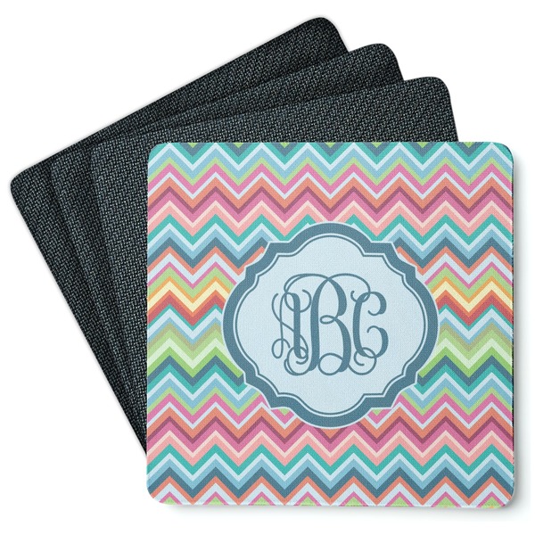 Retro Chevron Monogram Coaster Rubber Back - Main
