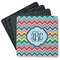 Retro Chevron Monogram Square Rubber Backed Coasters - Set of 4 (Personalized)