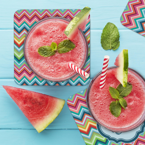 Retro Chevron Monogram Coaster Set - LIFESTYLE