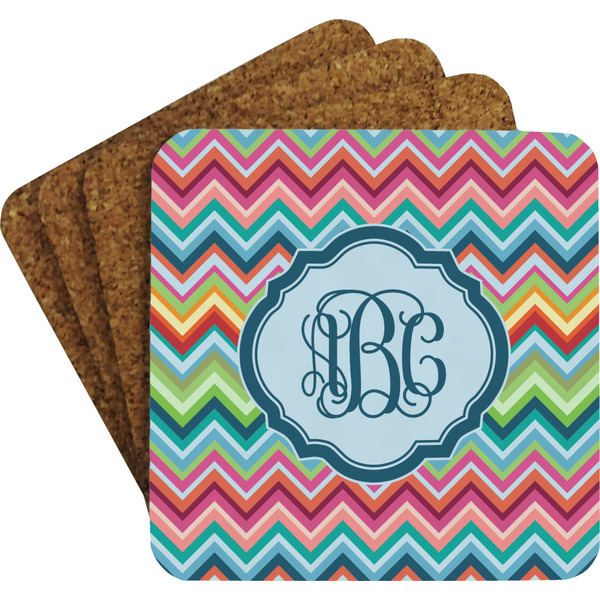 Retro Chevron Monogram Coaster Set (Personalized)