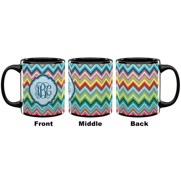 Retro Chevron Monogram Coffee Mug - 11 oz - Black APPROVAL