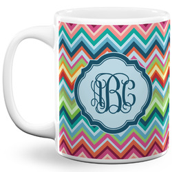 Retro Chevron Monogram 11 Oz Coffee Mug - White