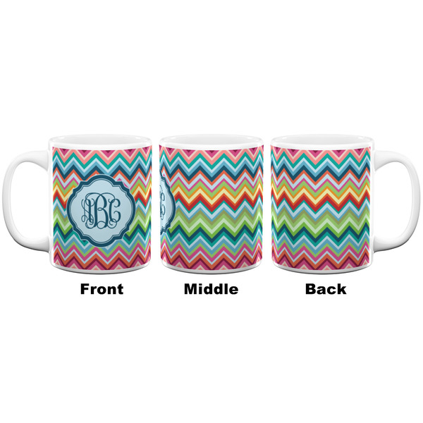 Retro Chevron Monogram Coffee Mug - 11 oz - White APPROVAL