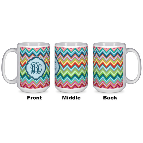 Retro Chevron Monogram Coffee Mug - 15 oz - White APPROVAL