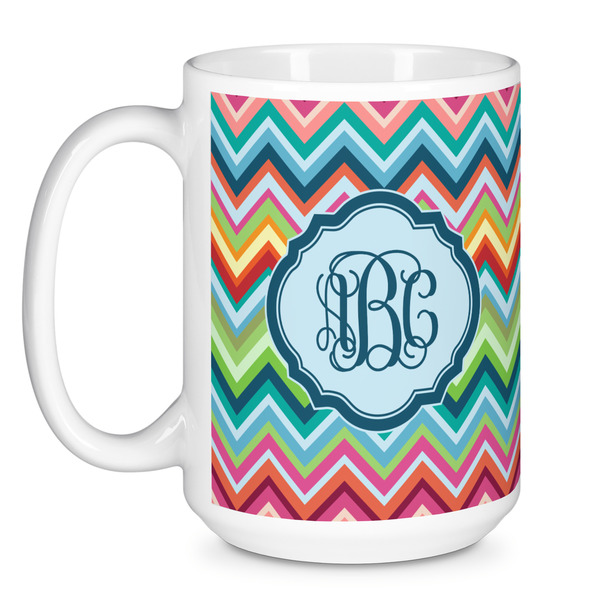 Retro Chevron Monogram Coffee Mug - 15 oz - White