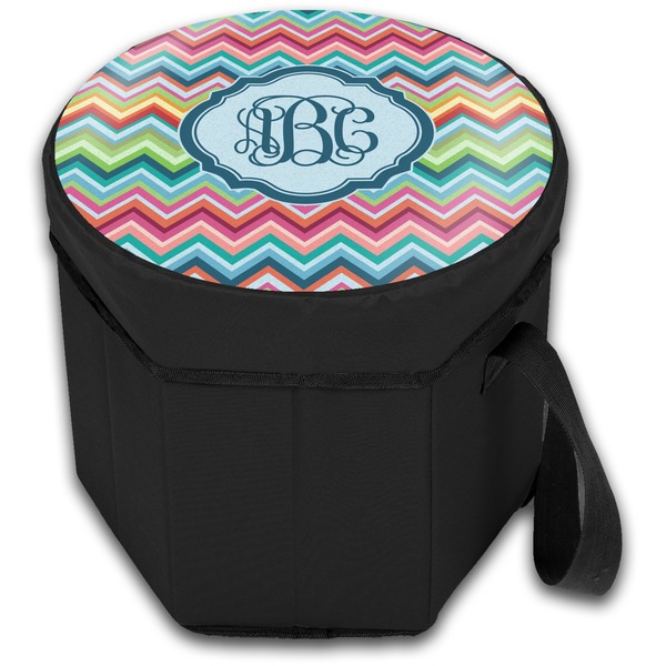 Retro Chevron Monogram Collapsible Personalized Cooler & Seat (Closed)