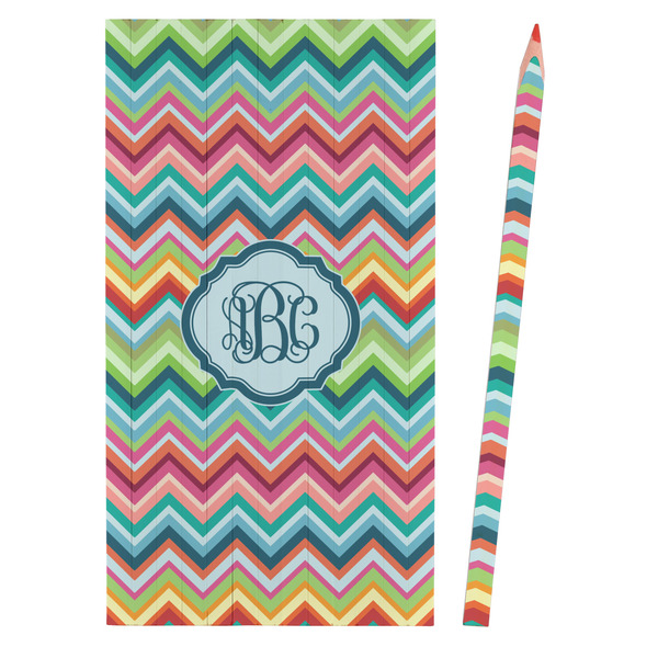 Retro Chevron Monogram Colored Pencils - Front View