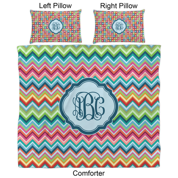 Retro Chevron Monogram Comforter Set - King - Approval