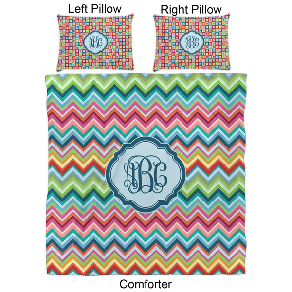 Retro Chevron Monogram Comforter Set - Queen - Approval