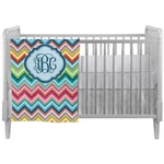 Retro Chevron Monogram Crib Comforter / Quilt (Personalized)