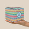 Retro Chevron Monogram Cube Favor Gift Box - On Hand - Scale View