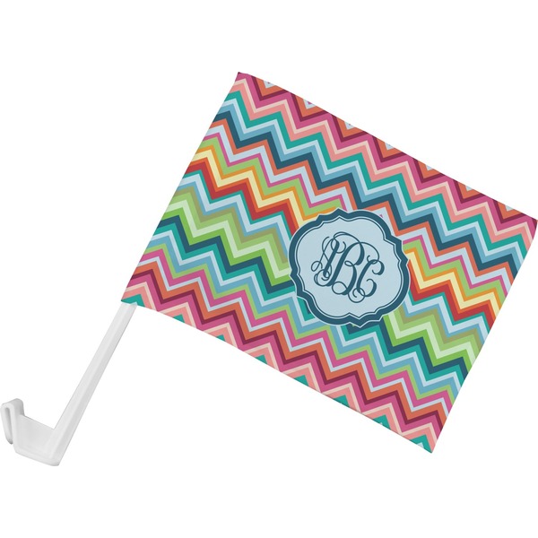 Custom Retro Chevron Monogram Car Flag - Small