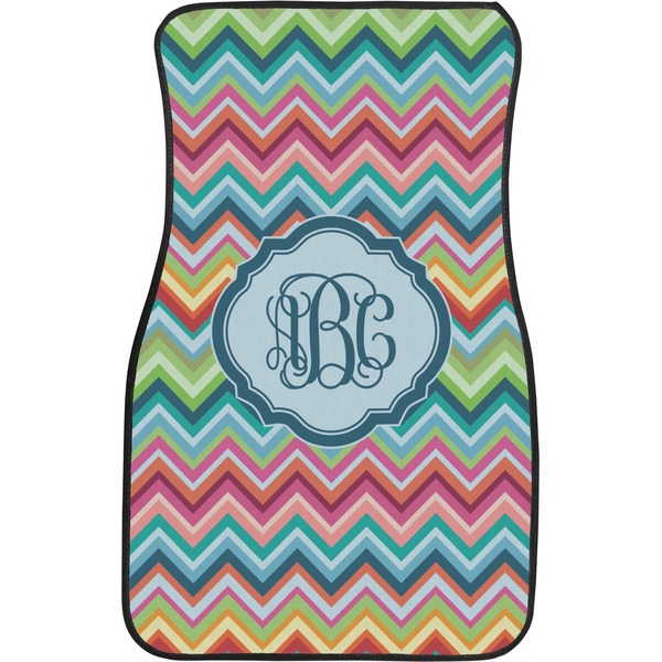 Retro Chevron Monogram Custom Car Floor Mats (Front Seat)